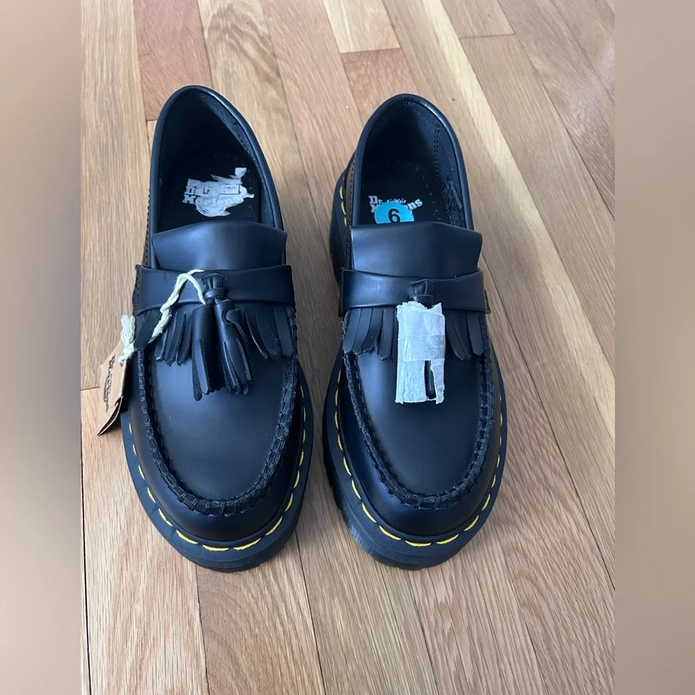 New Dr. Martens Unisex Adrian Quad Leather Platform Loafers Size 5L / 4M